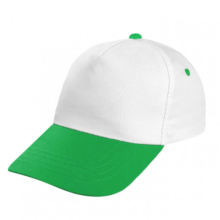 Yeşil Siperli Beyaz 5 Panel Cırt Ayarlı Baskılı Şapka